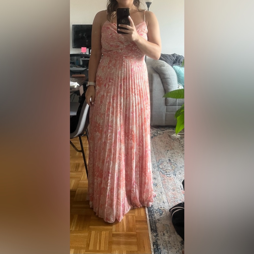 Chelsea28 Elegant Floral Pink and Cream Gown